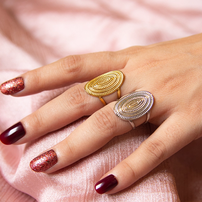 Silver Tribe Oval Open Ring - Image 2