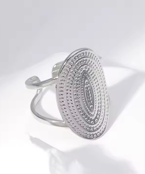 Silver Tribe Oval Open Ring