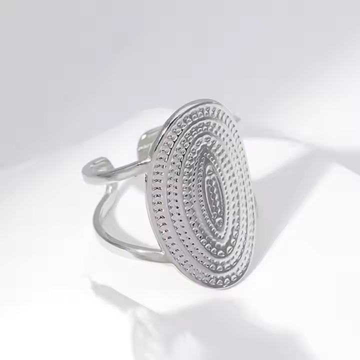 Silver Tribe Oval Open Ring